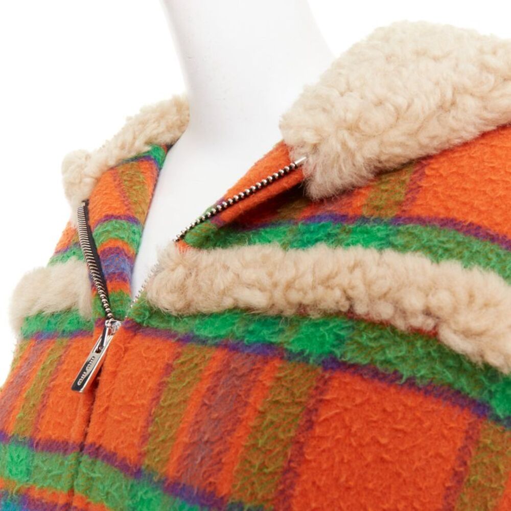 Miu Miu Plaid Casentino Shearling wool sheepskin fur boxy jacket - Picture 2 of 10
